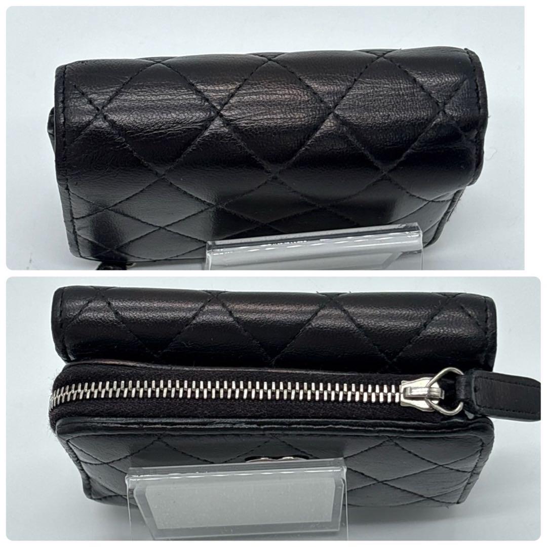 CHANEL シャネル ラムスキン マトラッセ 三つ折り コンパクト