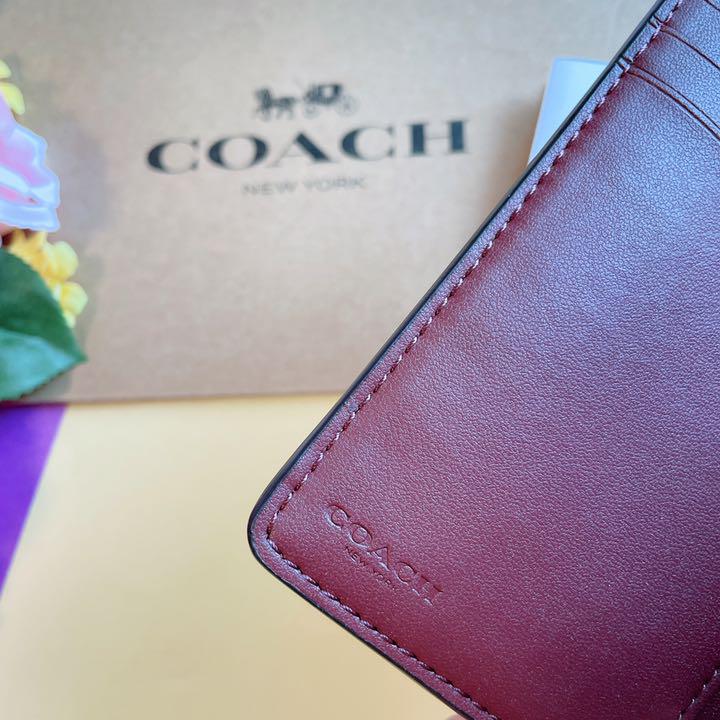 国産在庫あ 新品♡COACH レザー キルティング コンパクト K7a4c-m59464690627 コーチ 折り財布 赤 セール高品質