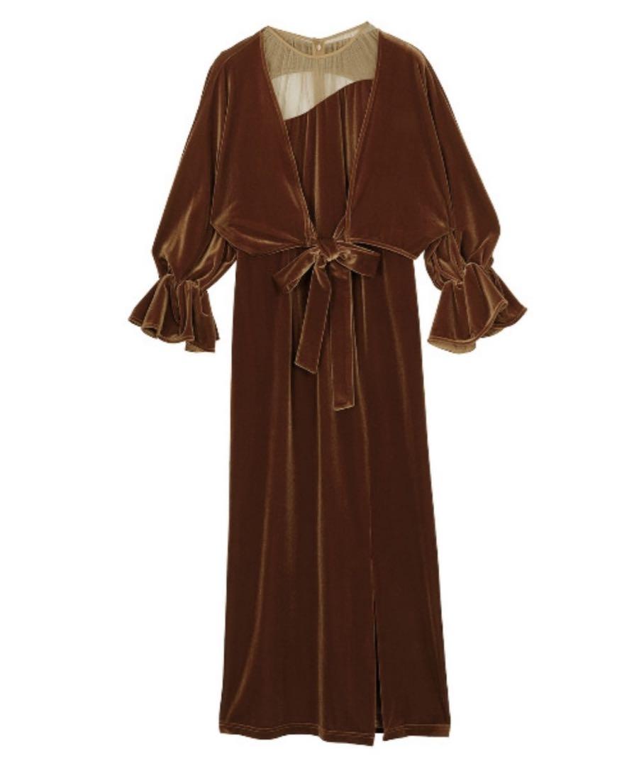 スーツ・フォーマル・ドレス Ameri VINTAGE CURVE VELOURS DRESS my closet / 2WAY CURVE VELOURS DRESS bk1