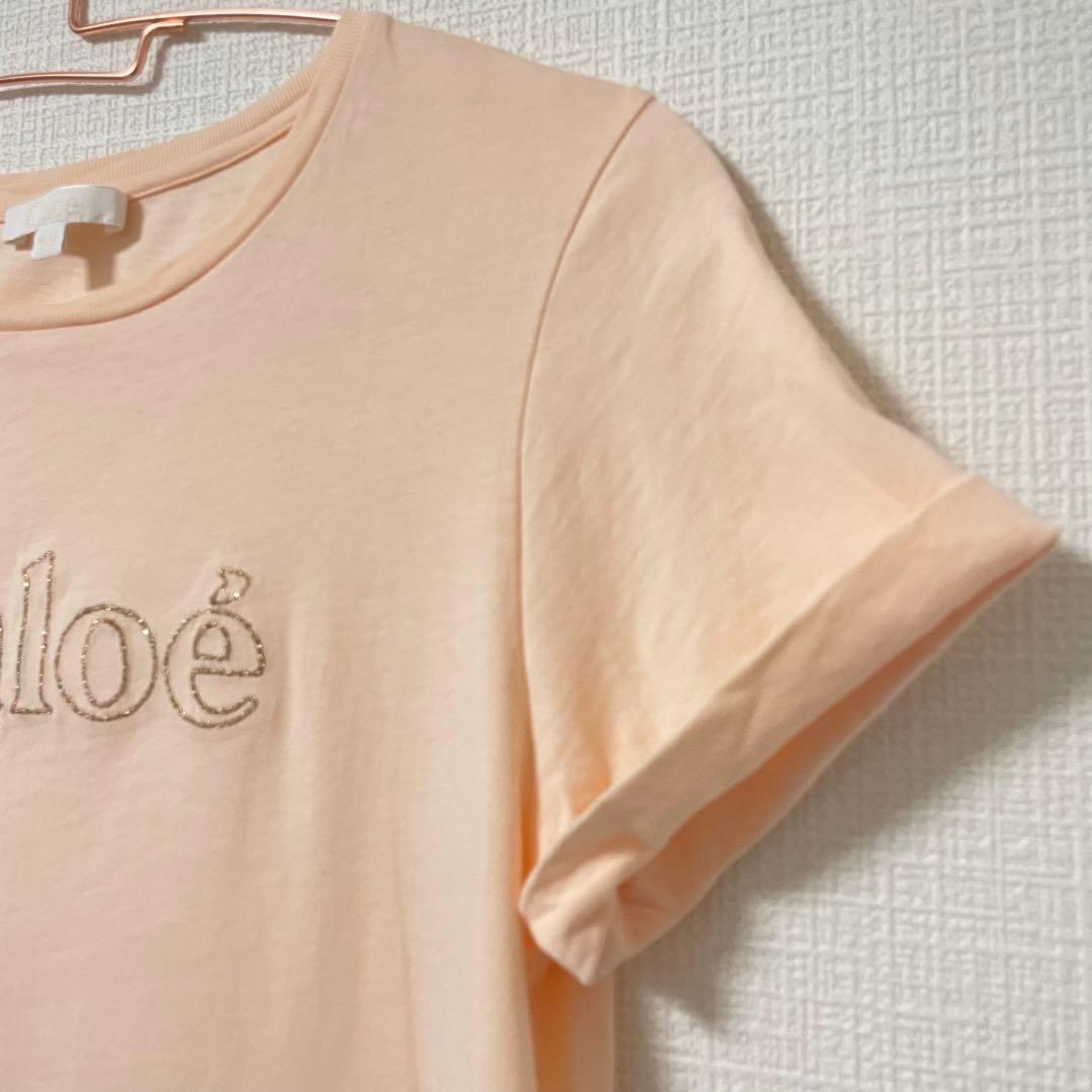 大人もOK Chloé クロエ ロゴ刺繍 Tシャツ 半袖 ショートスリーブ ロゴ