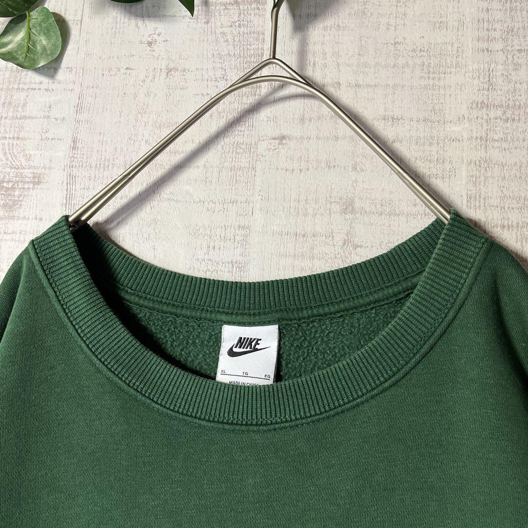 NIKE ナイキ 筆記体ロゴ刺繍 スウェット トレーナー グリーン 緑 XL