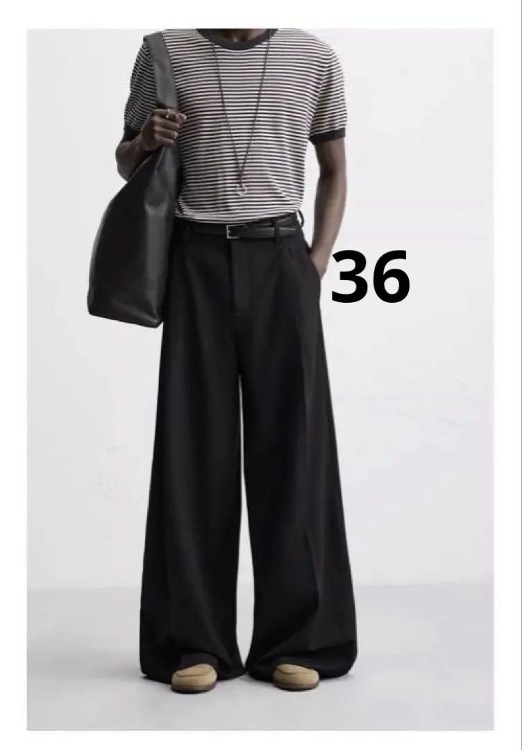 完売品⭐︎ZARA ザラ ワイドレッグフレアパンツ 36（JP29） ブラック