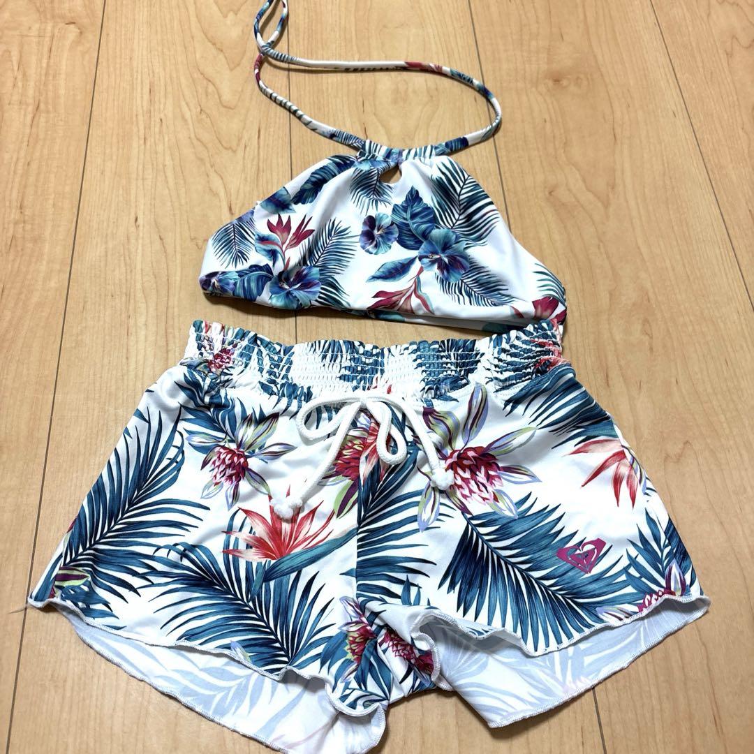 【めぐ様】ROXYフラワープリント水着セット ROXY】トロピカルフラワー柄水着セット ラッシュガード4点セット