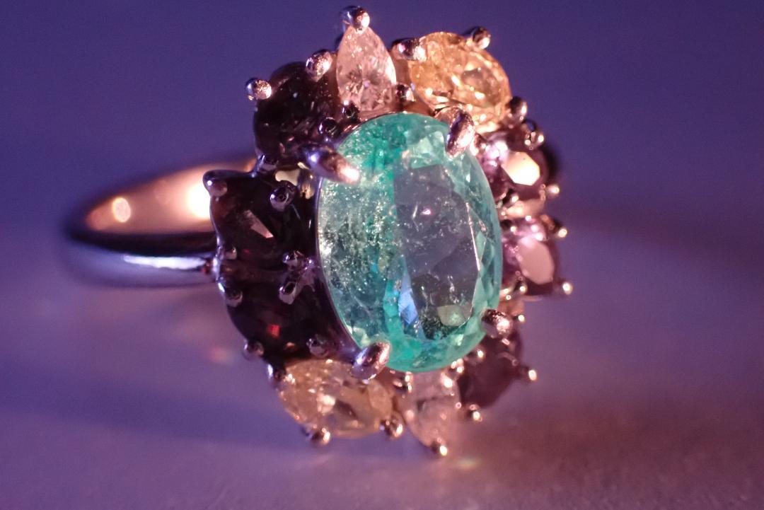パライバトルマリン　指輪　1.53ct　アレキサンドライト0.71ct
