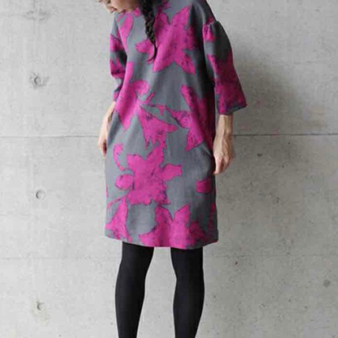 【Ebonyivory BIGフラワープリント ハイネックワンピース】