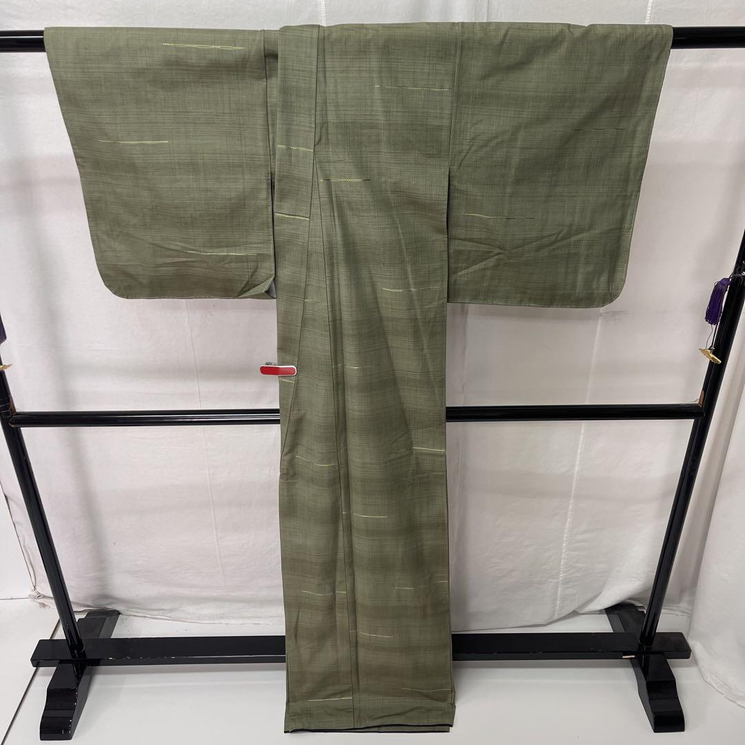 美品 紬 バチ衿 横縞文様 正絹 裄65 k463 - メルカリ