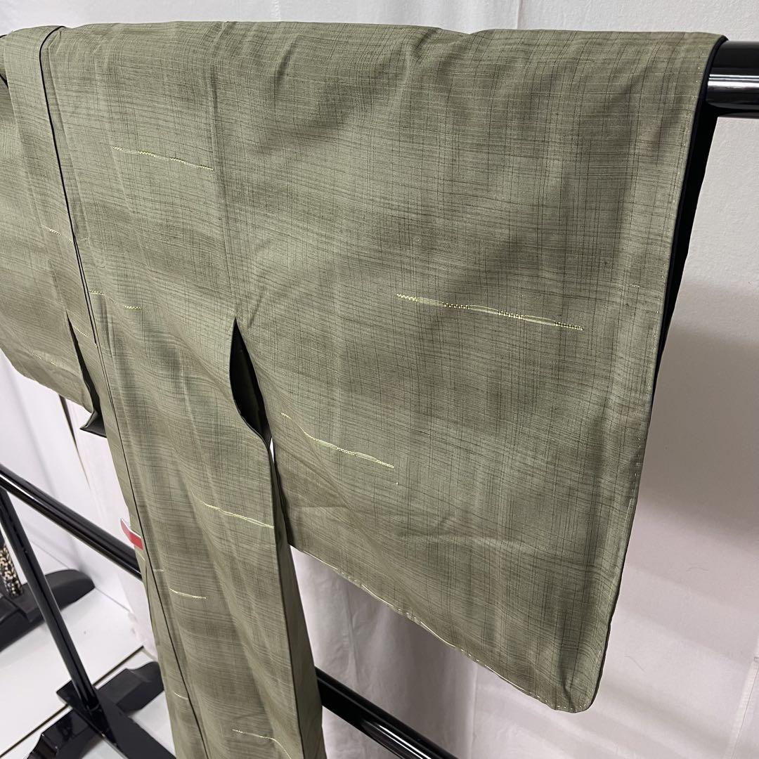 美品 紬 バチ衿 横縞文様 正絹 裄65 k463 - メルカリ