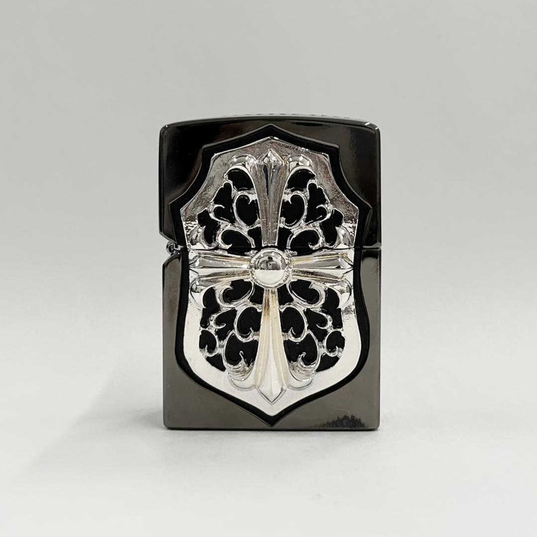 ZIPPO　ジッポー　メタルジャケット　ライター　クロス　十字架　盾　シルバー喫煙具・ライター