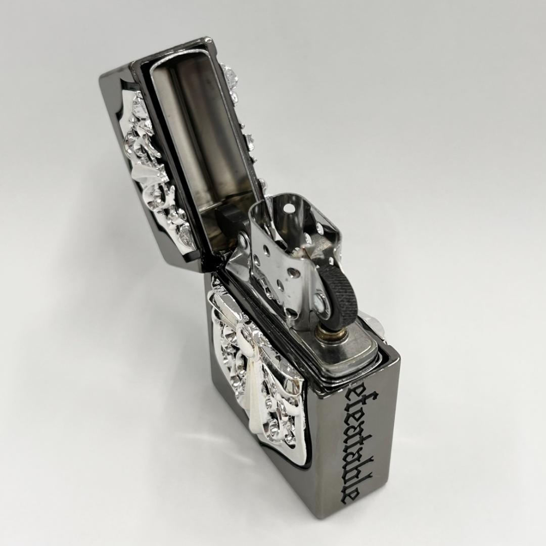 ZIPPO　ジッポー　メタルジャケット　ライター　クロス　十字架　盾　シルバー