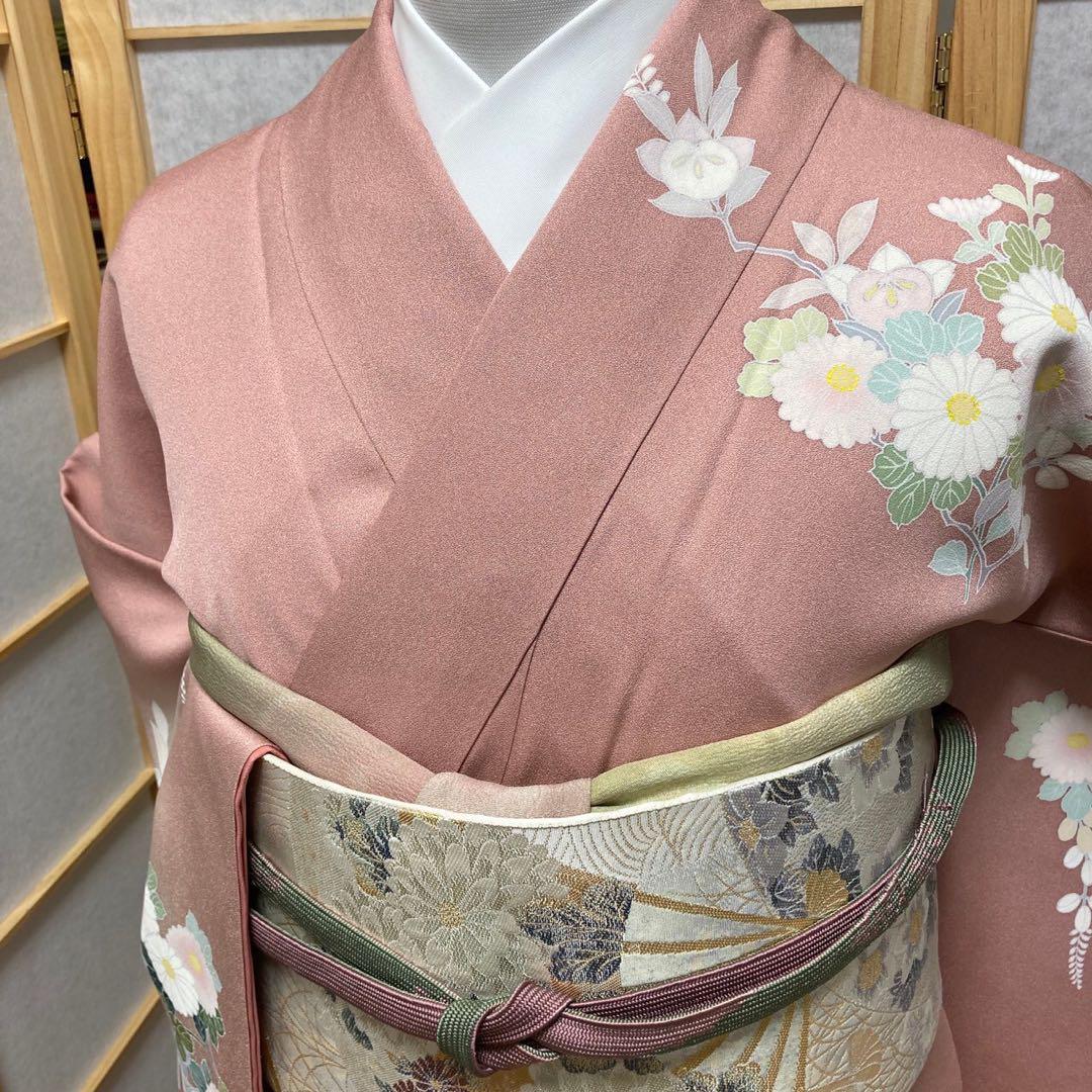 8471］訪問着 美品 花籠文様 ぼかし染 金彩 正絹 着物 袷 着物