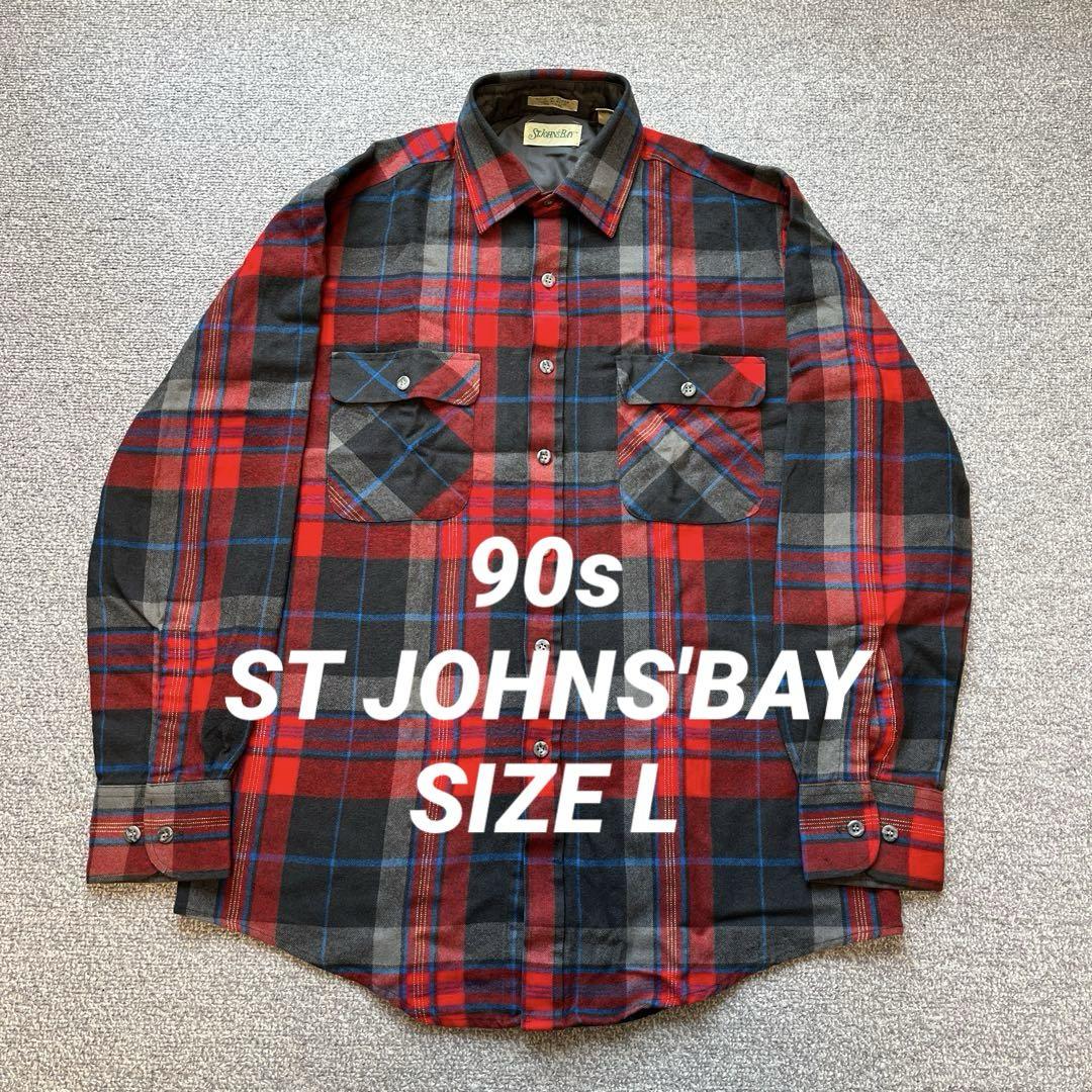 【即完売！】90s セントジョンズベイ ライトネルシャツ タータンチェック L USA製 90s ST JOHN'S BAY Check Flannel L/S Shirt 茶 XL セント