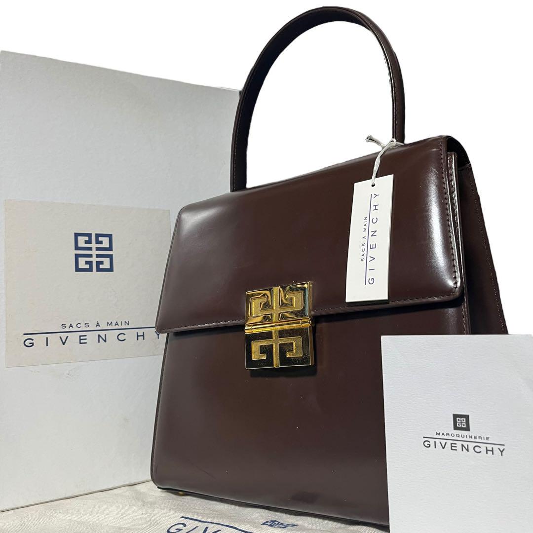ジバンシー ハンドバッグ 4Gロゴ ブラック　レザー　【美品】 極美品✨】ジバンシー 4G ハンドバッグ ロゴ刻印 レザー