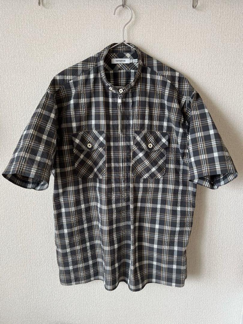 nonnative WORKER SHIRT 2 チェック 半袖 シャツ グレー
