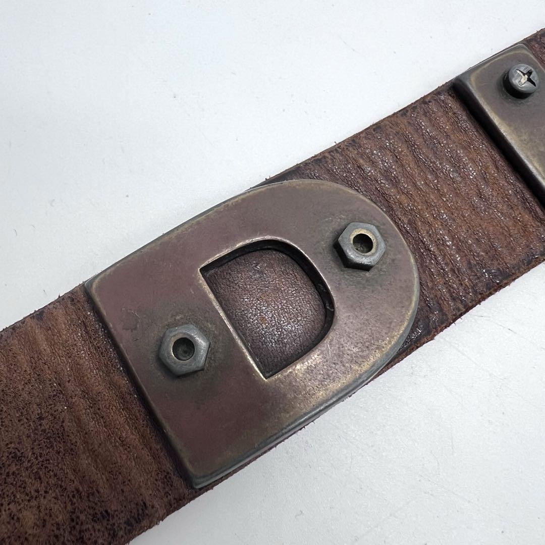 小物 00s y2k DIESEL logo plate leather belt