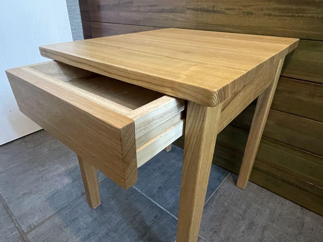超美品■MUJI/無印良品■廃盤品 天然木タモ材 ベッドサイドテーブル■無垢材