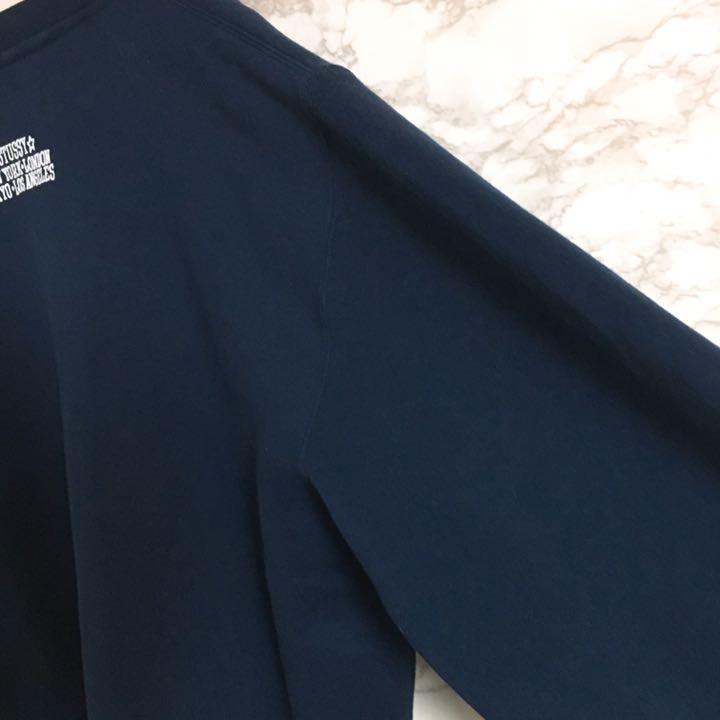 【USA製】オールドステューシー ビックロゴ スウェット 裏起毛 ネイビー L