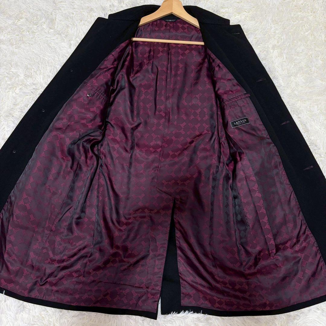 希少 ランバン ロングコート ポッサム カシミヤ 裏地総柄 ロゴ ボルドー 希少 ランバン ロングコート ポッサム カシミヤ 裏地総柄 ロゴ ボルドー