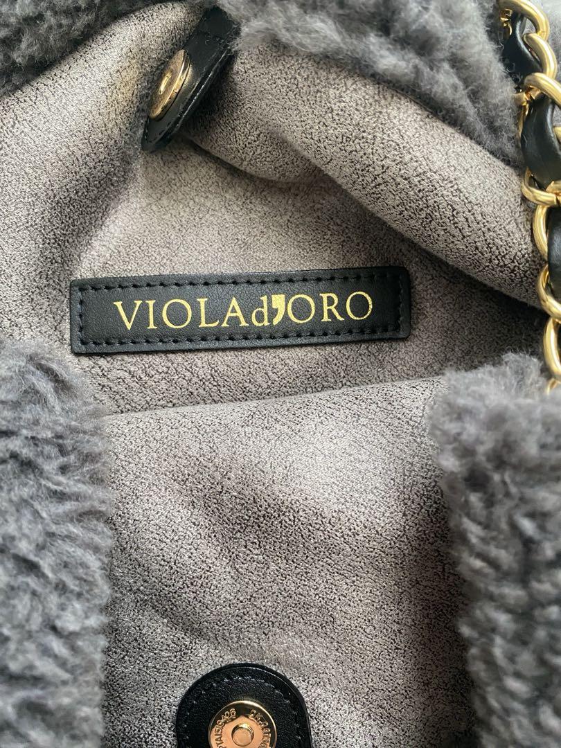 VIOLA d'ORO ヴィオラドーロ グレー ファーバッグ Mサイズ