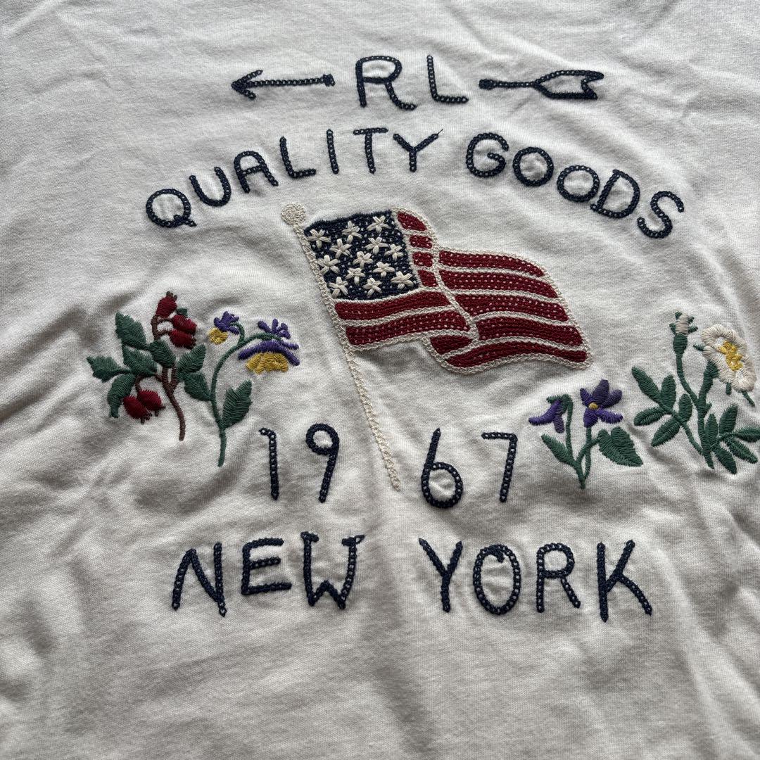 【Polo Ralph Lauren】フラッグ 刺繍 Tシャツ 半袖 IVE レイ着用 IVEレイ着用☆【POLO RALPH LAUREN】フラッグ Tシャツ 関/送込み