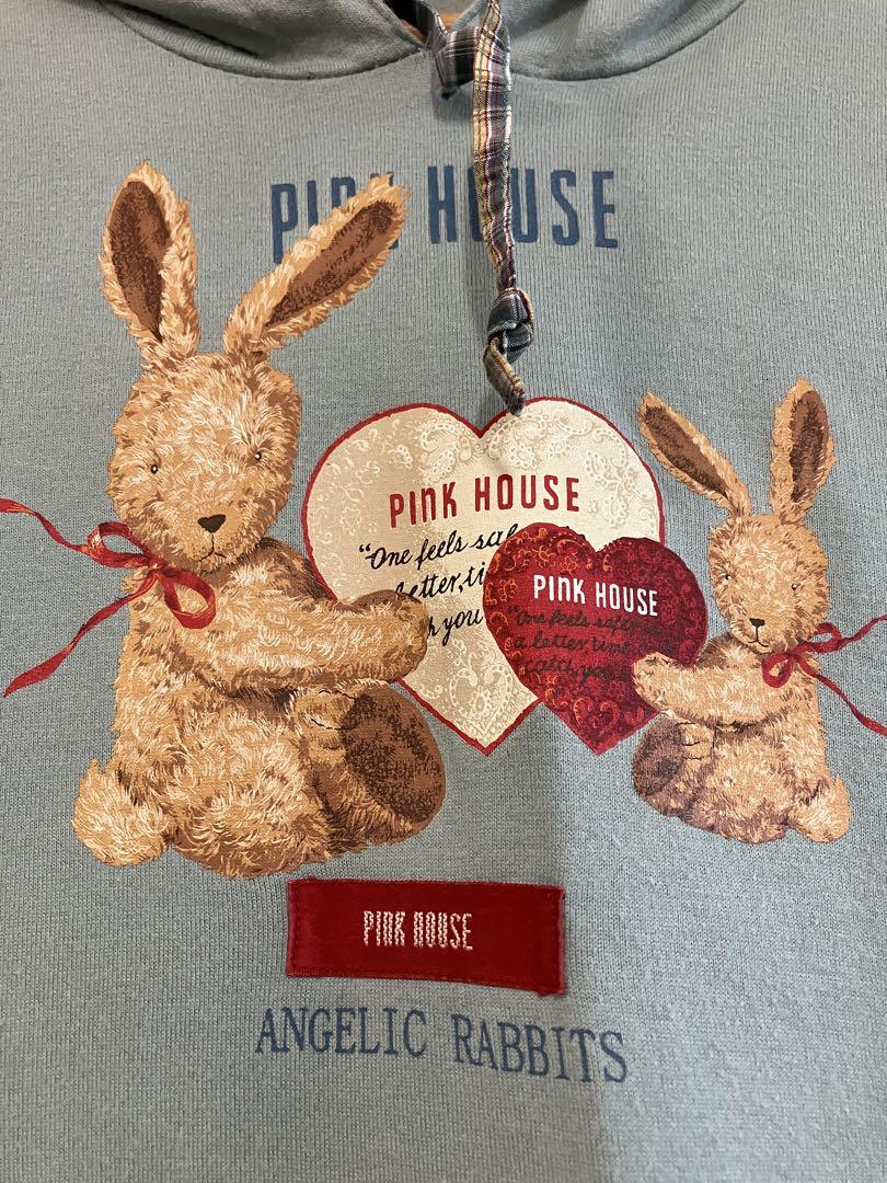☆PINK HOUSE うさぎちゃん柄 フード付Tシャツ 半袖 ゆったり