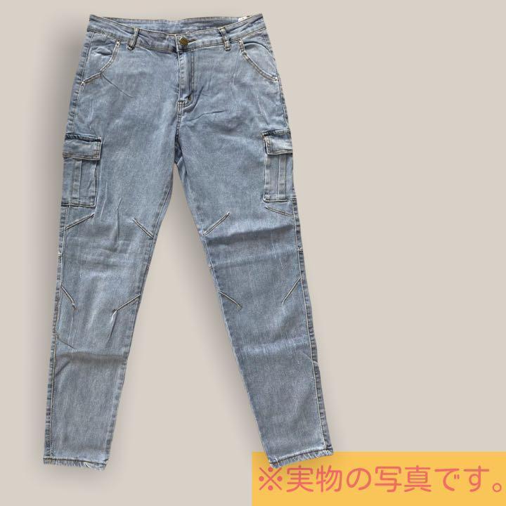 再入荷】メンズ カーゴ デニム ストレッチ スキニーパンツ ブルー XL - メルカリ 再入荷】メンズ カーゴ デニム ストレッチ スキニーパンツ ブルー XL - メルカリ