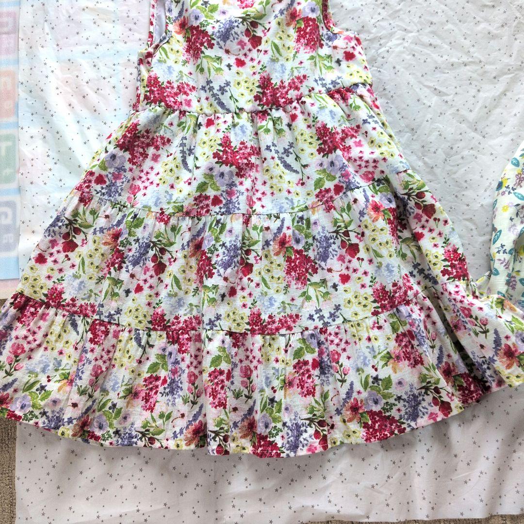 花柄ノースリーブワンピース 120 花柄と小鳥柄ノースリーブ
