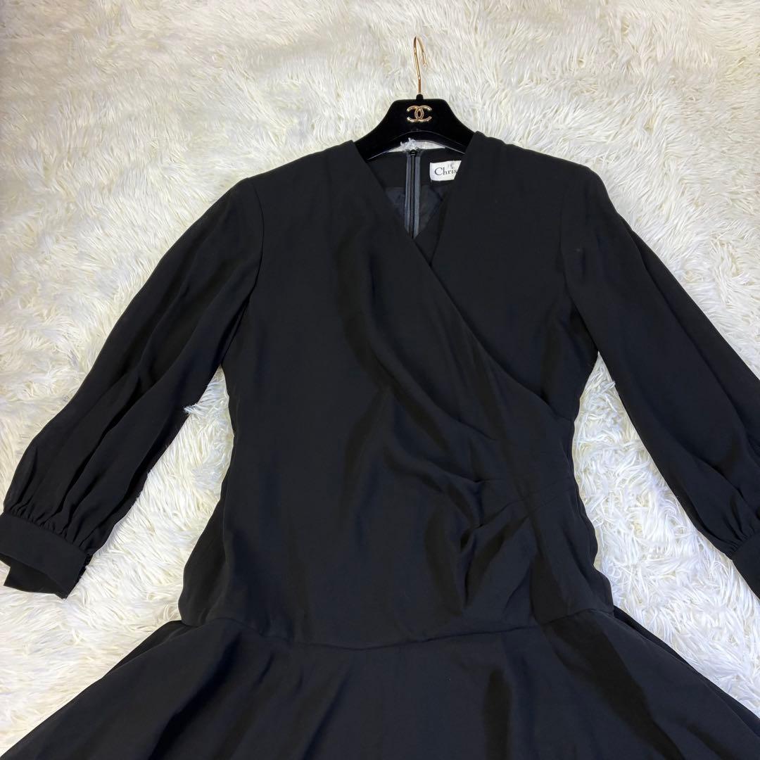 クリスチャンディオール ロングワンピース カシュクール 黒 9 クリスチャンディオール ロングワンピース カシュクール 黒 9