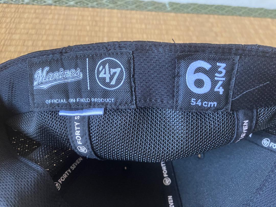 千葉ロッテマリーンズ　ブラックサマー実使用47 Brand 黒 Mロゴ キャップ