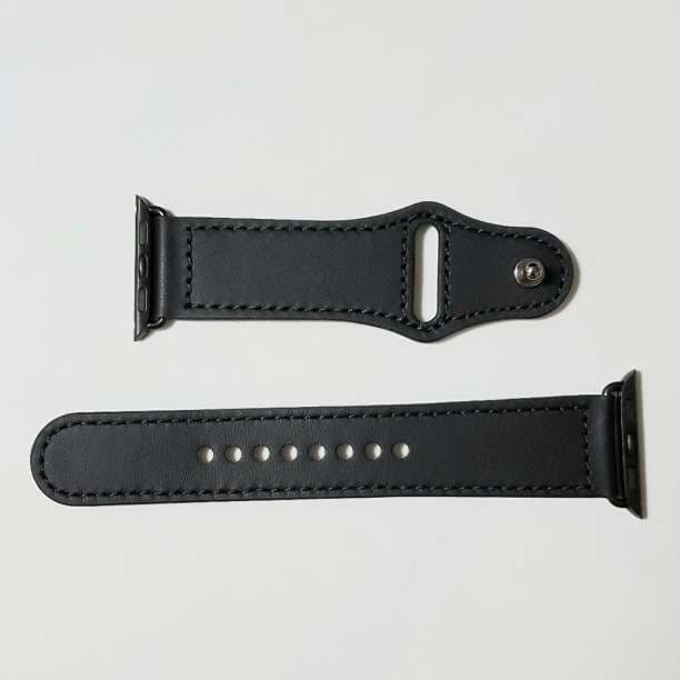 38/40mm アップルウォッチ レザーストラップ バンド 本革 黒 ブラック