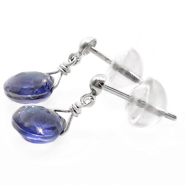 アイオライト スタッドピアス k18wg ドロップ 青紫 スミレ 菫 3