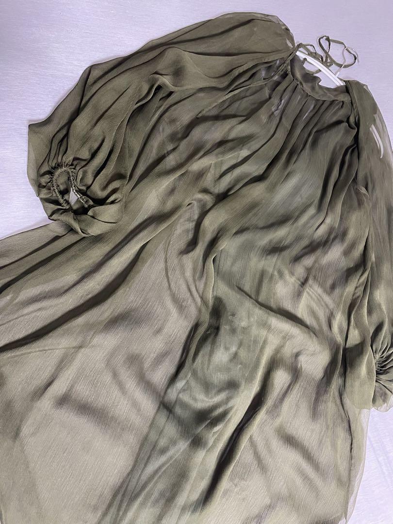 pinue シフォンドレス オリーブグリーン レディース