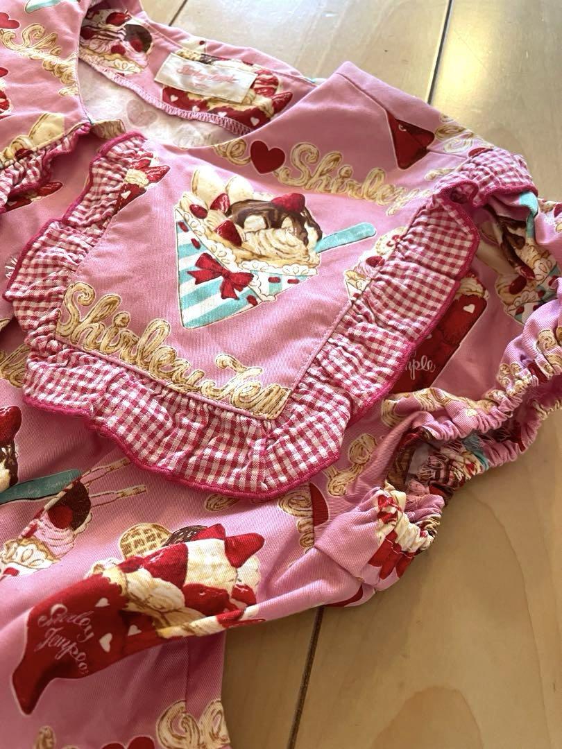極美品 シャーリーテンプル 150 クレープ柄チュニック ピンク