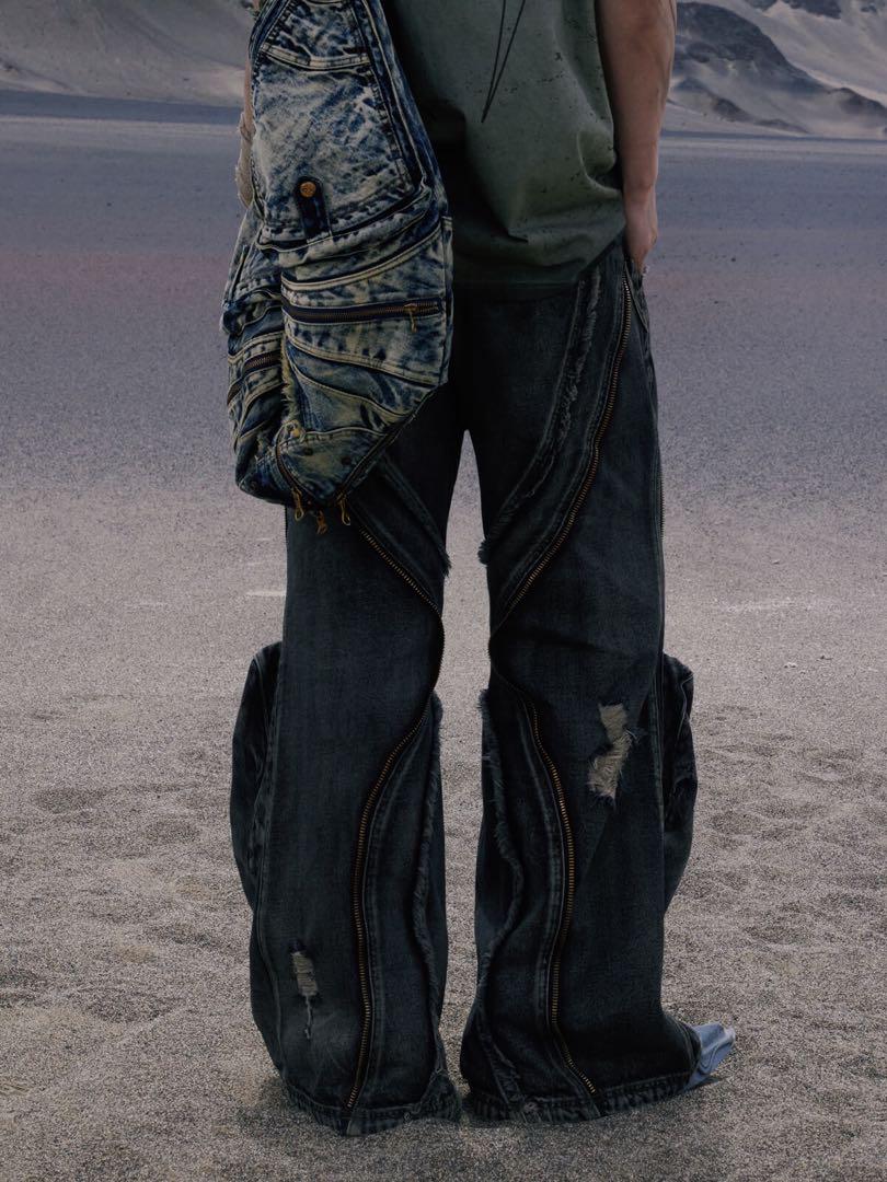 PERSONSOUL DIRTY RIPPEDDENIM BAGGY JEANS PERSONSOUL DIRTY RIPPEDDENIM BAGGY JEANS