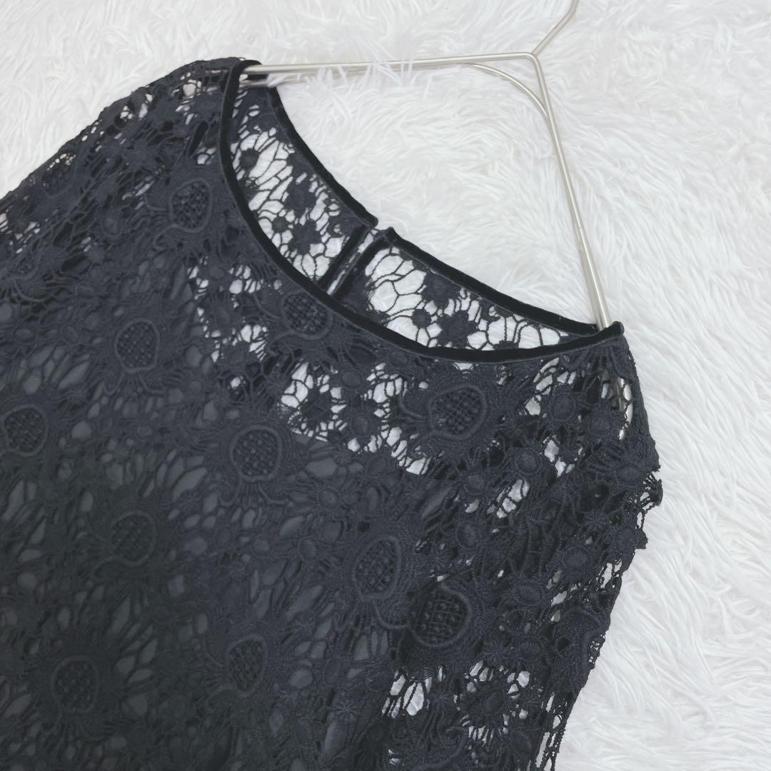 フレイアイディー♡クロシェレースワンピース ロング丈 S ブラック 透かし編み♪ フレイアイディー♡クロシェレースワンピース ロング丈 S