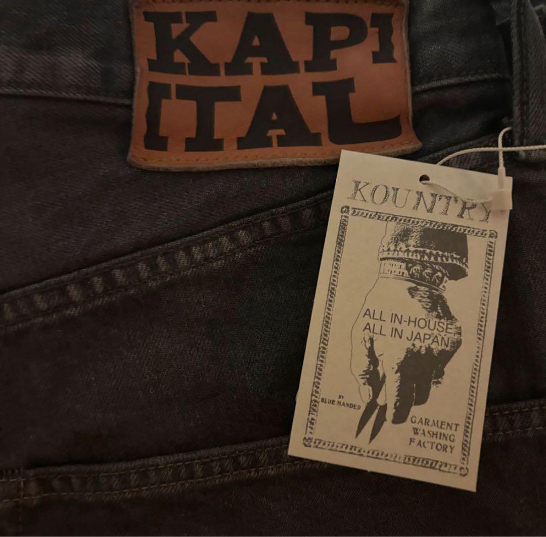 kapital 14ozブラックデニム 5PショートパンBONE刺繍 34 ② kapital 14ozブラックデニム 5PショートパンBONE刺繍 34 ②
