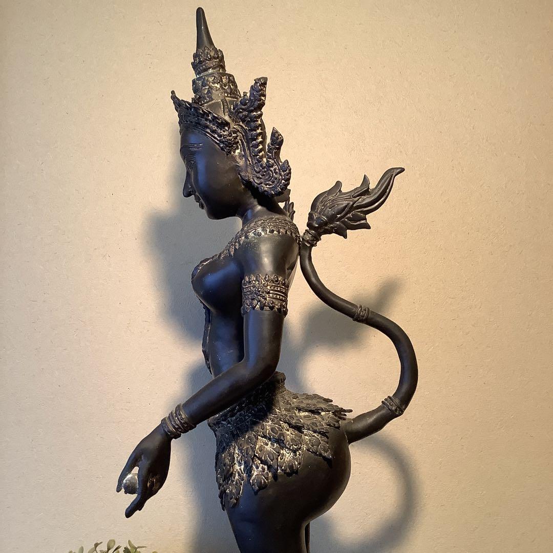 16世紀・泰国「神獣天女・緊那羅神像」インド神話・半身半獣神・護法善神・特大 画像10