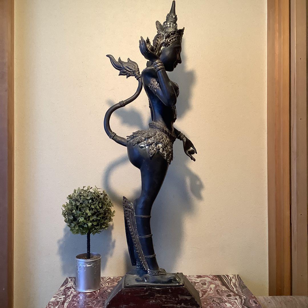 16世紀・泰国「神獣天女・緊那羅神像」インド神話・半身半獣神・護法善神・特大 画像2
