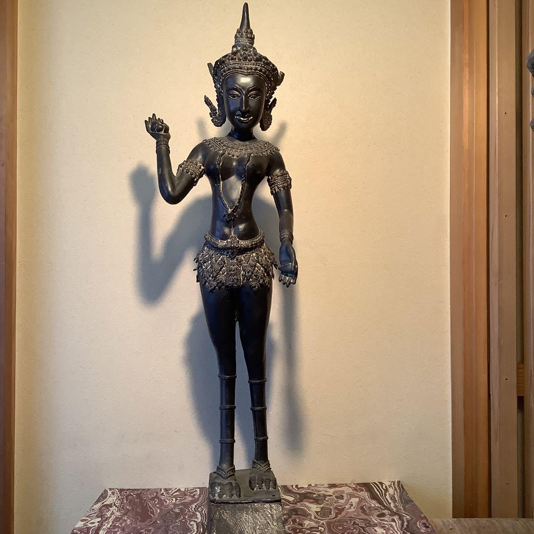 16世紀・泰国「神獣天女・緊那羅神像」インド神話・半身半獣神・護法善神・特大 画像3