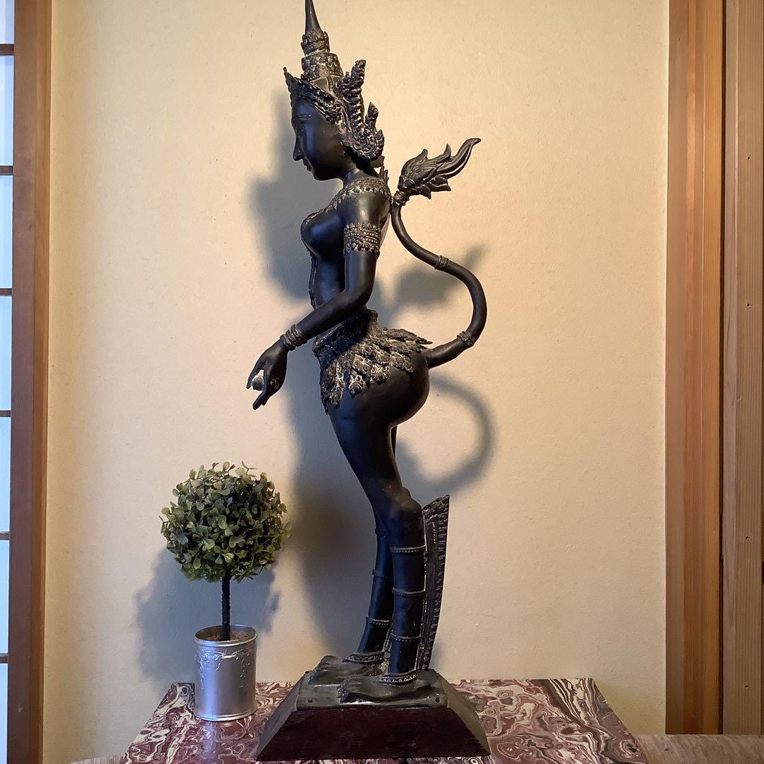 16世紀・泰国「神獣天女・緊那羅神像」インド神話・半身半獣神・護法善神・特大 画像4