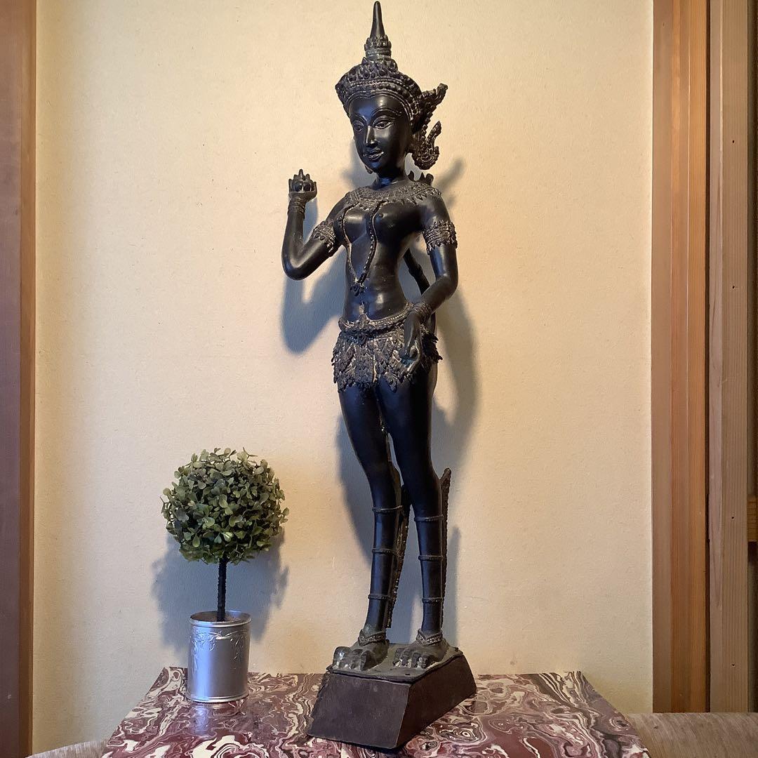 16世紀・泰国「神獣天女・緊那羅神像」インド神話・半身半獣神・護法善神・特大 画像5
