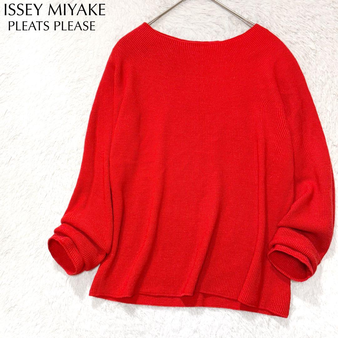 【極美品】プリーツプリーズ ウール ニットプルオーバー イッセイミヤケ 上品