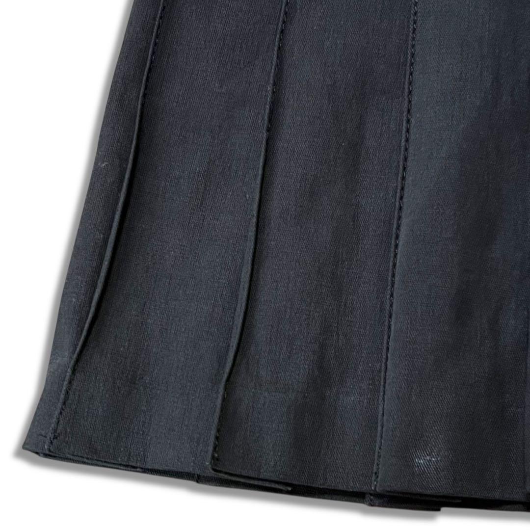 美品 バーバリー ブルーレーベル プリーツ ミニスカート ノバチェック 36 麻