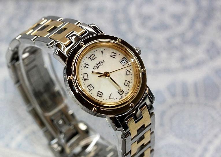 HERMES　CL4.220　エルメス　ナクレ　 WhiteシェルDial