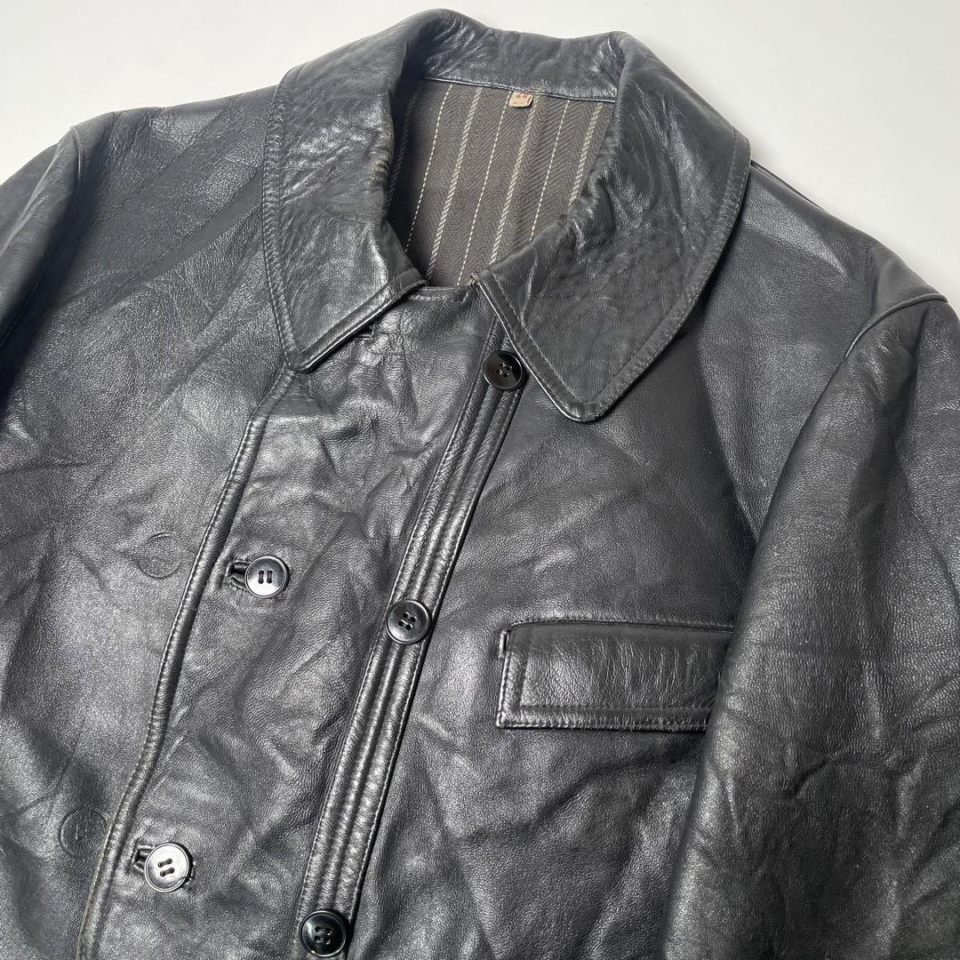 【本革】レザージャケット 黒 48 M位 コルビジェジャケット ヴィンテージ