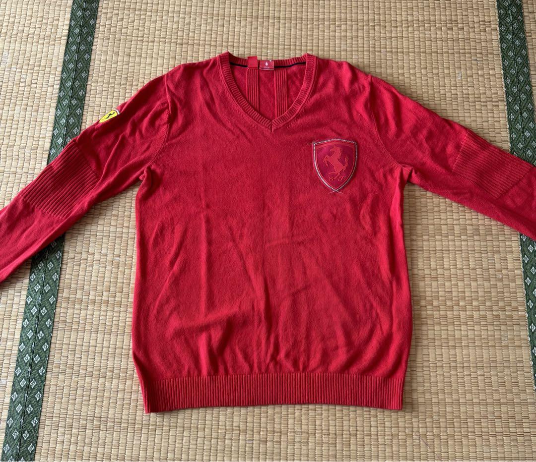 Ferrari Puma Vネック赤ニットセーター