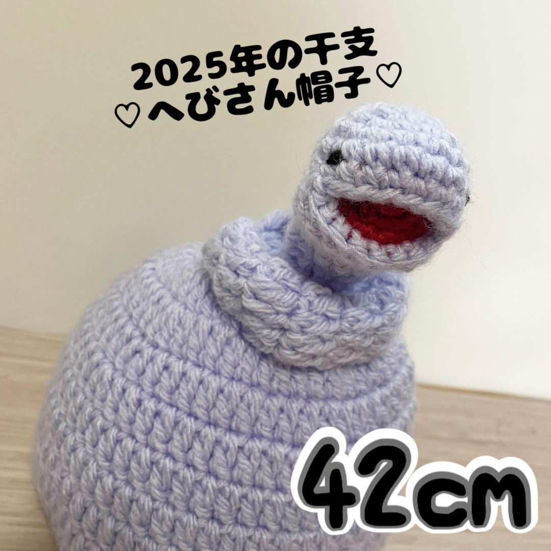 へびさん帽子 42cm 巳年 干支 ベビー 年賀状写真 ニット帽