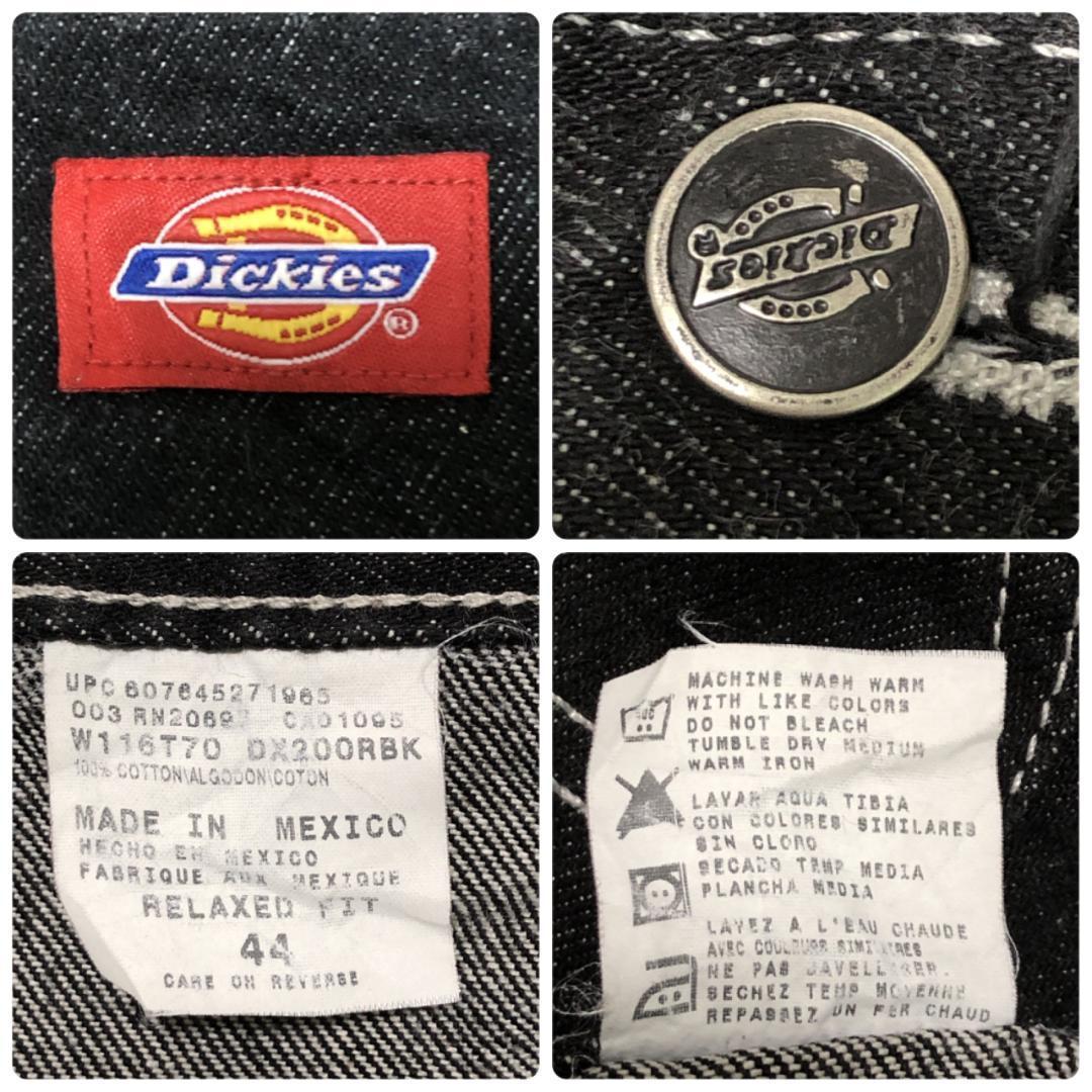 美品☆Dickies ブラックデニム 極太ワイド バギーパンツ ハーフ