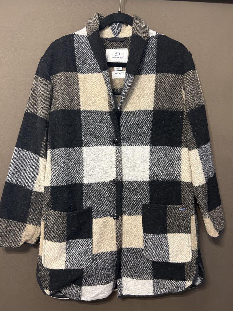 Woolrich チェスターコート ブラック・ベージュ・ホワイトチェック