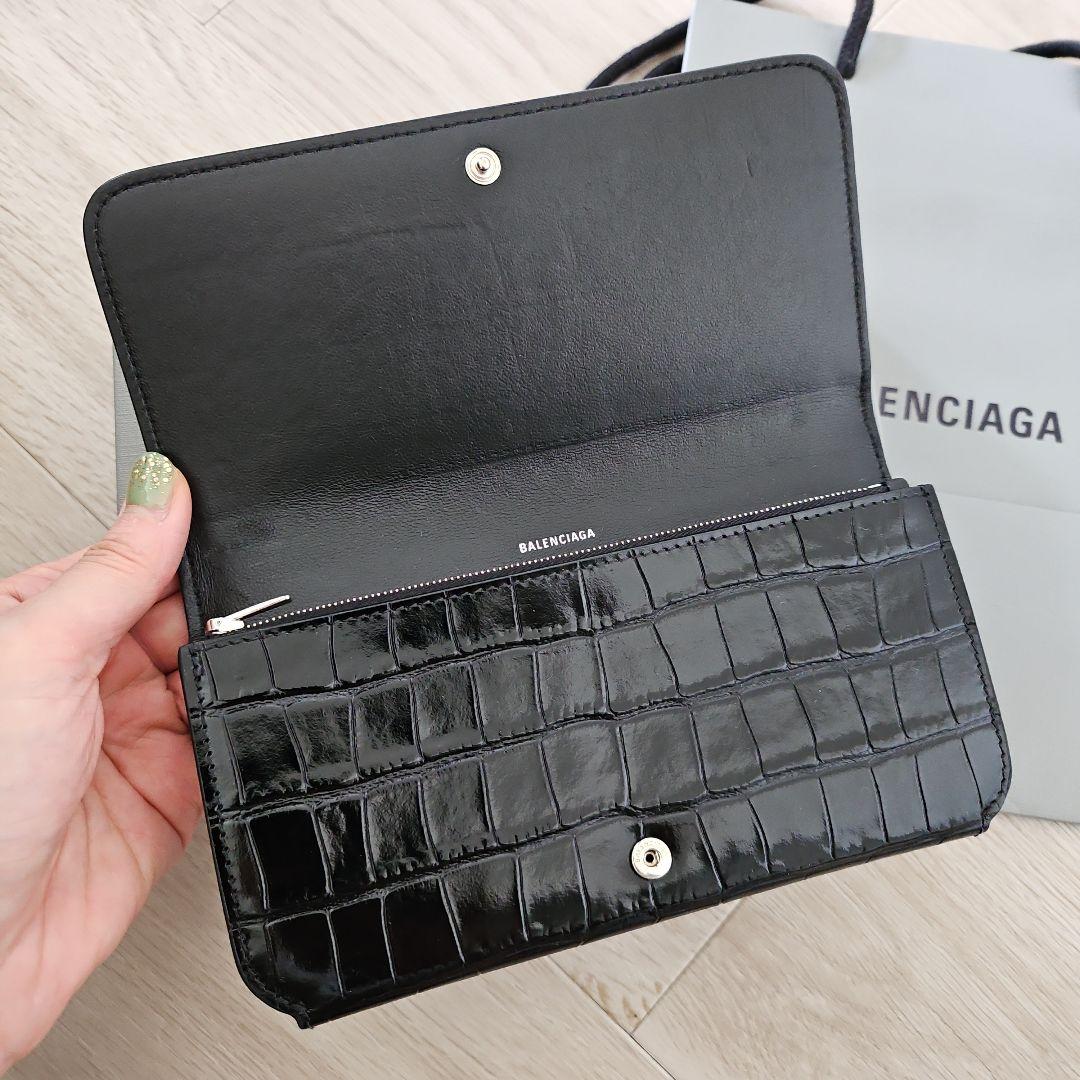 BALENCIAGA バレンシアガ 長財布 クロコダイル 黒 美品 中古品