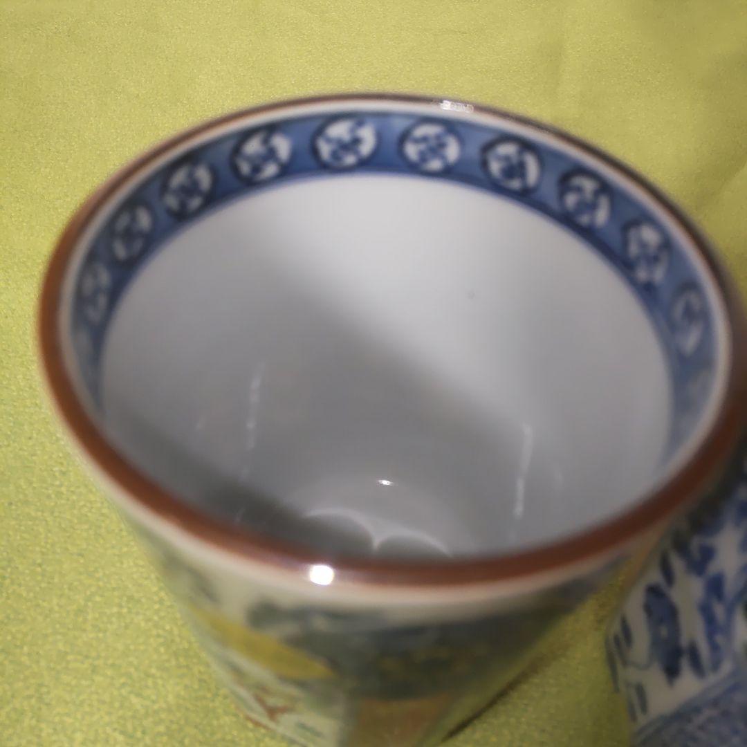 清水焼 京焼 加藤 雲泉 花唐草 湯飲み 夫婦 ペア 染付 色絵 手描き 清水焼 京焼 加藤 雲泉 花唐草 湯飲み 夫婦 ペア 染付 色絵